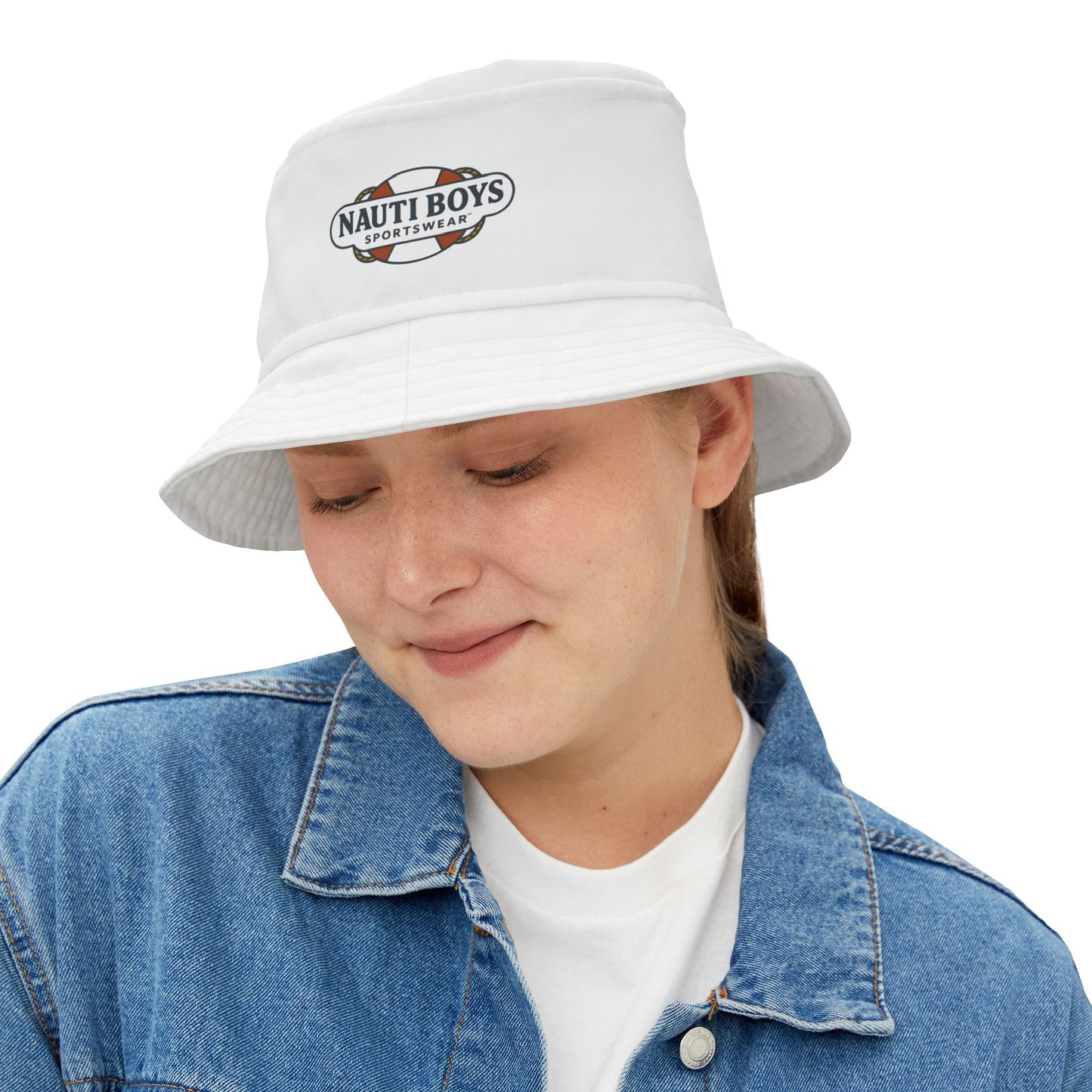Nauti Boys Logo Bucket Hat - White