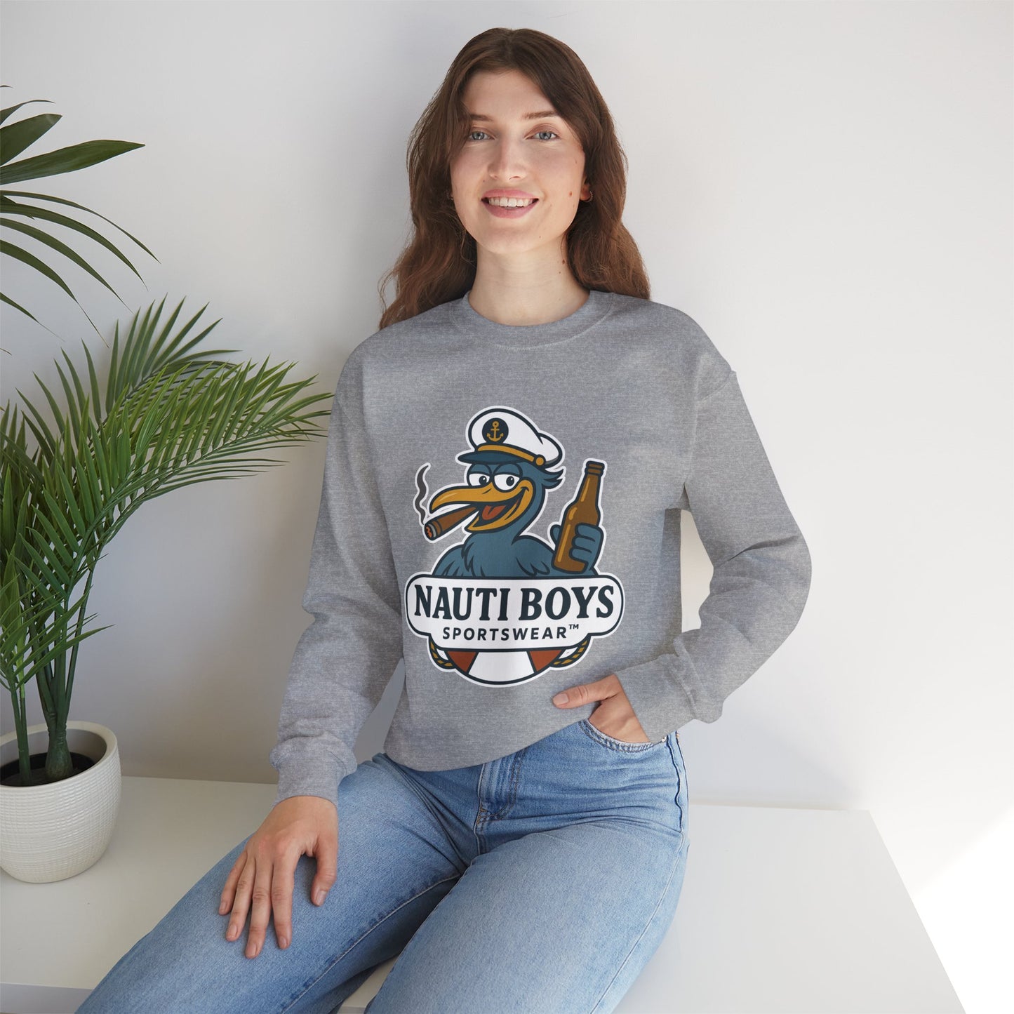 Unisex Nauti Boys 'Buzz the Heron' Crewneck Sweatshirt