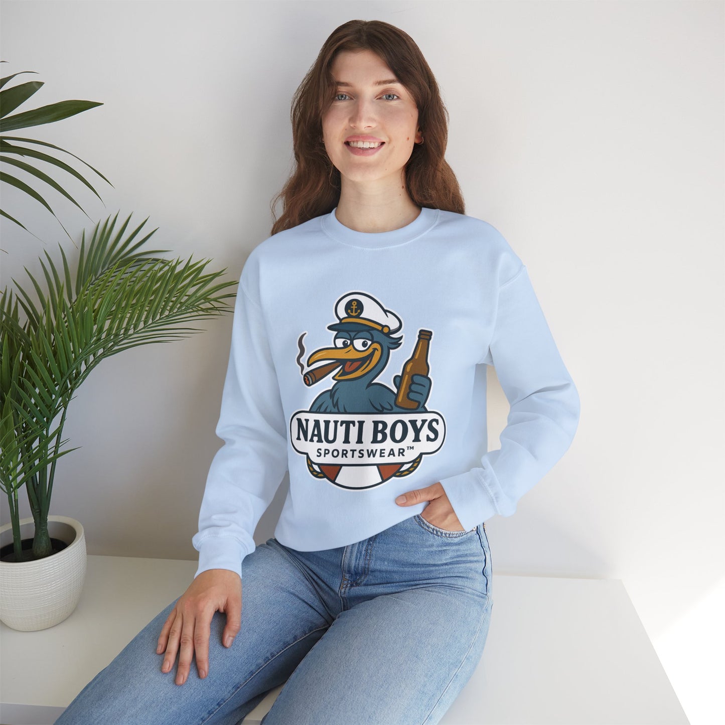 Unisex Nauti Boys 'Buzz the Heron' Crewneck Sweatshirt
